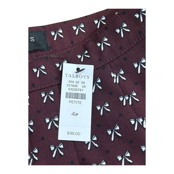 Talbots Holiday BOW midi skirt size 4P 4 Petite NWT New with Tag - Picture 2 of 3